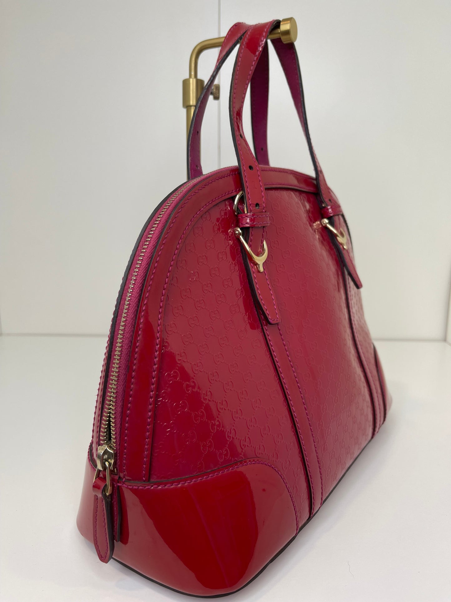 Gucci Red Patent Microguccissima 2-Way Handbag