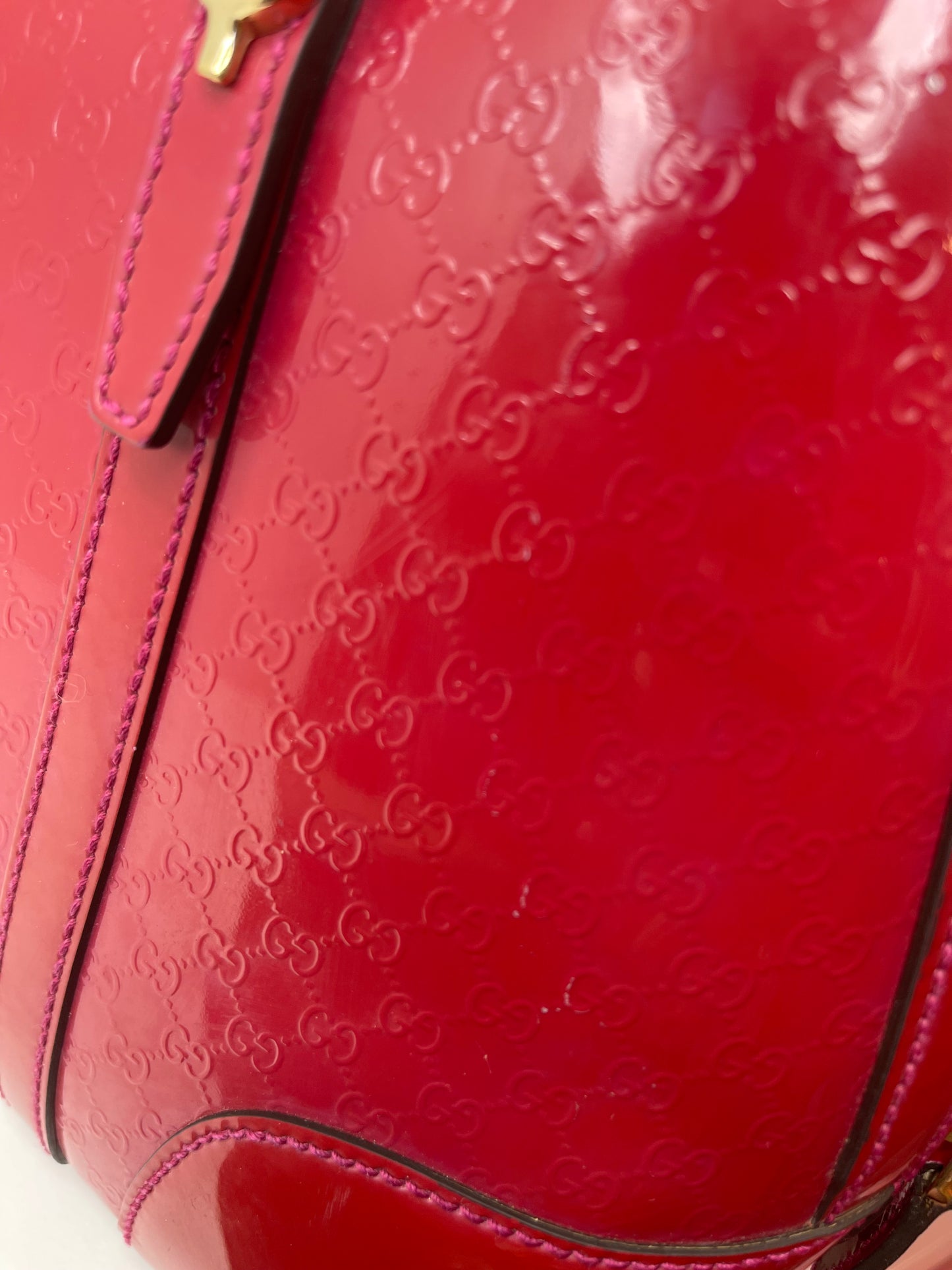 Gucci Red Patent Microguccissima 2-Way Handbag