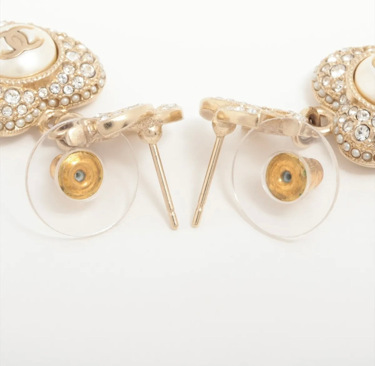 Heart Drop Earrings Gold Plated Rhinestone 