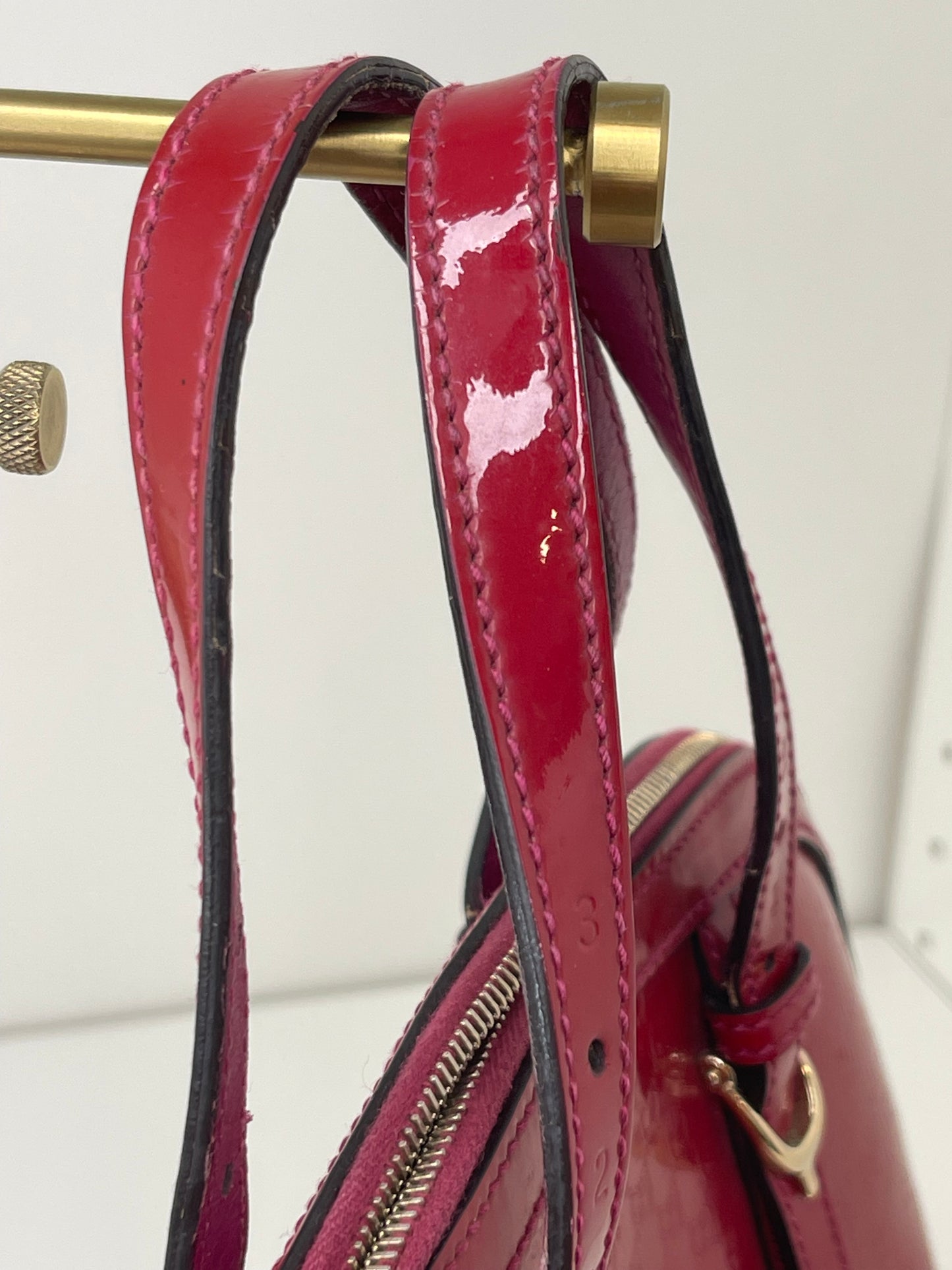 Gucci Red Patent Microguccissima 2-Way Handbag