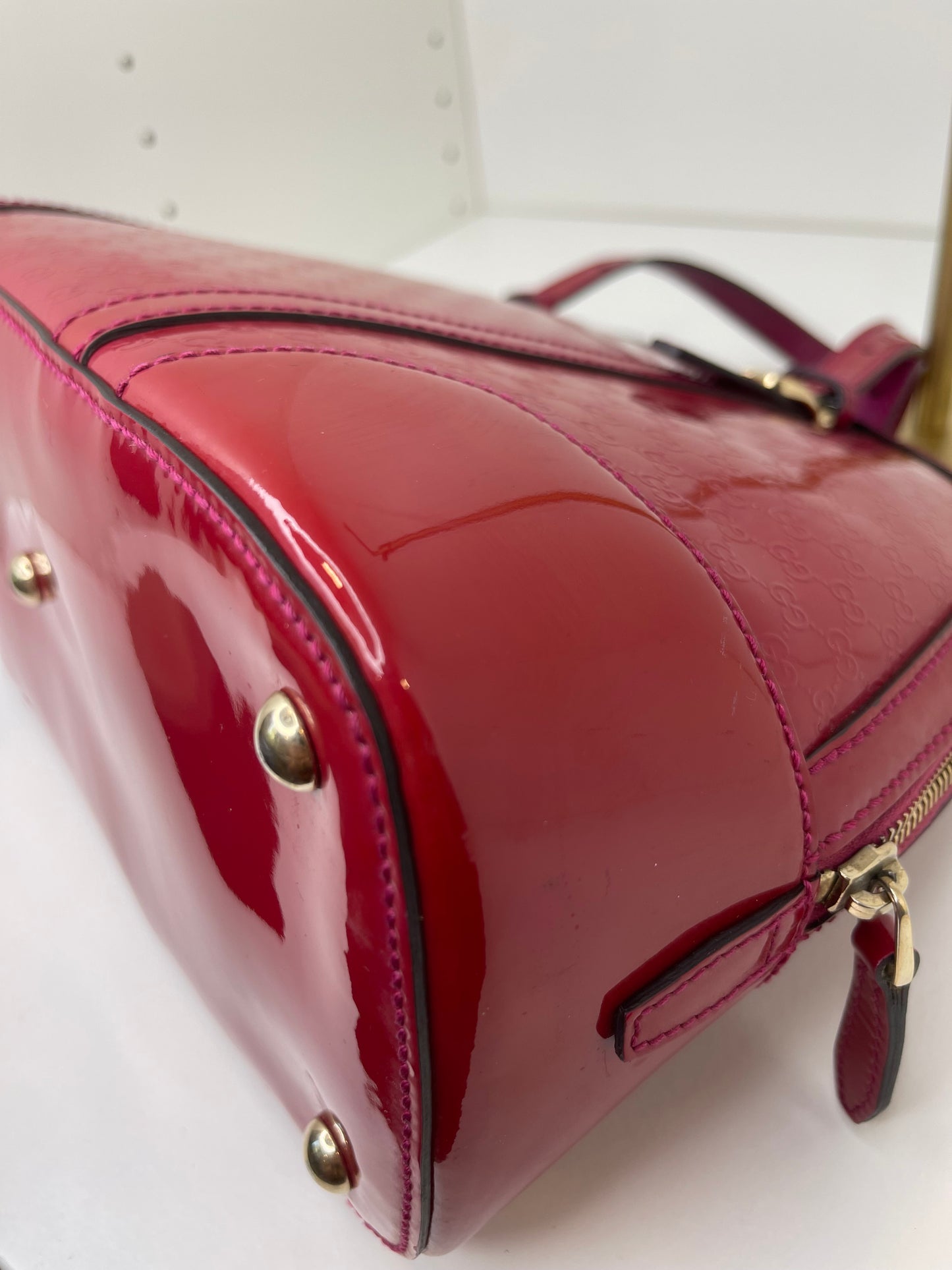 Gucci Red Patent Microguccissima 2-Way Handbag
