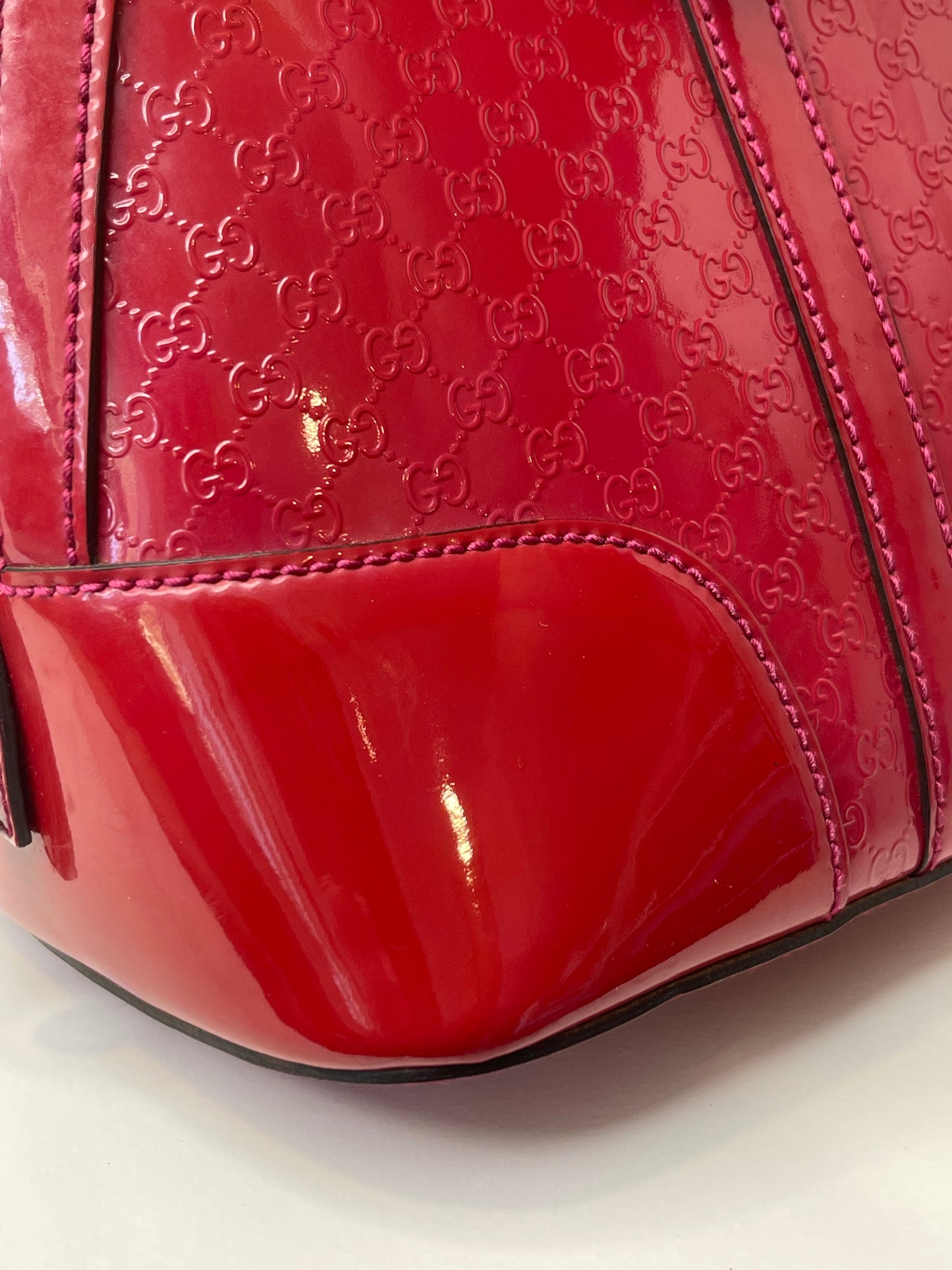 Gucci Red Patent Microguccissima 2-Way Handbag