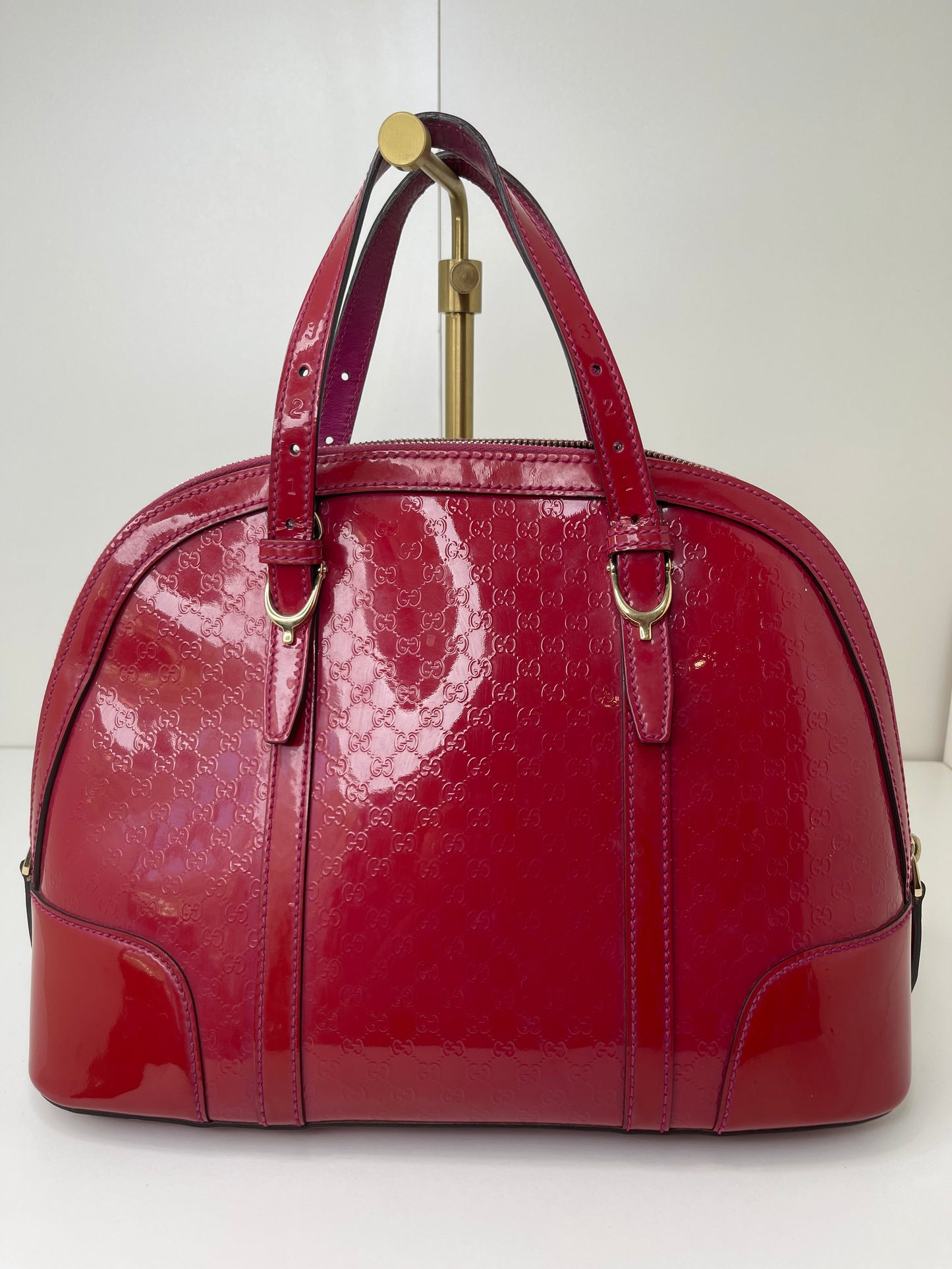 Gucci Red Patent Microguccissima 2-Way Handbag