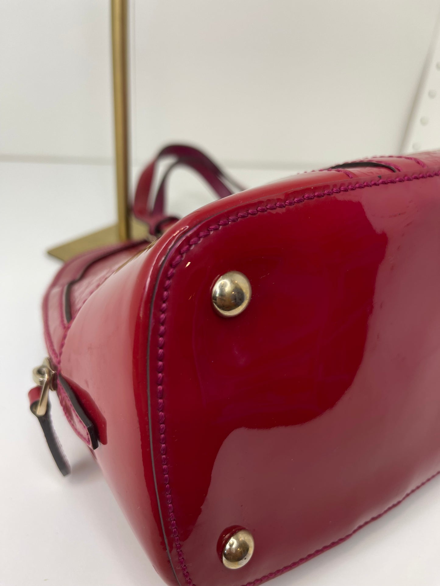 Gucci Red Patent Microguccissima 2-Way Handbag