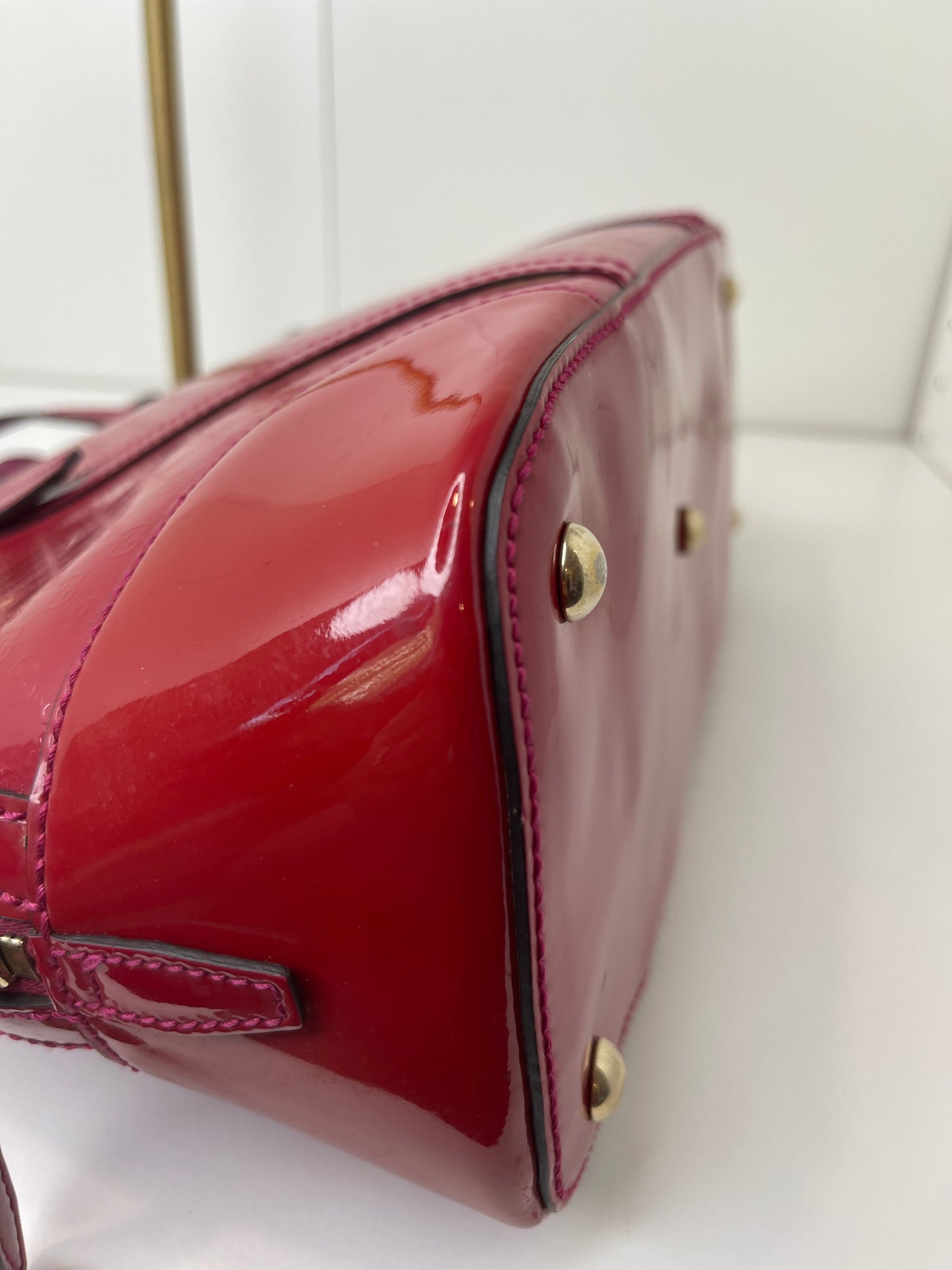 Gucci Red Patent Microguccissima 2-Way Handbag