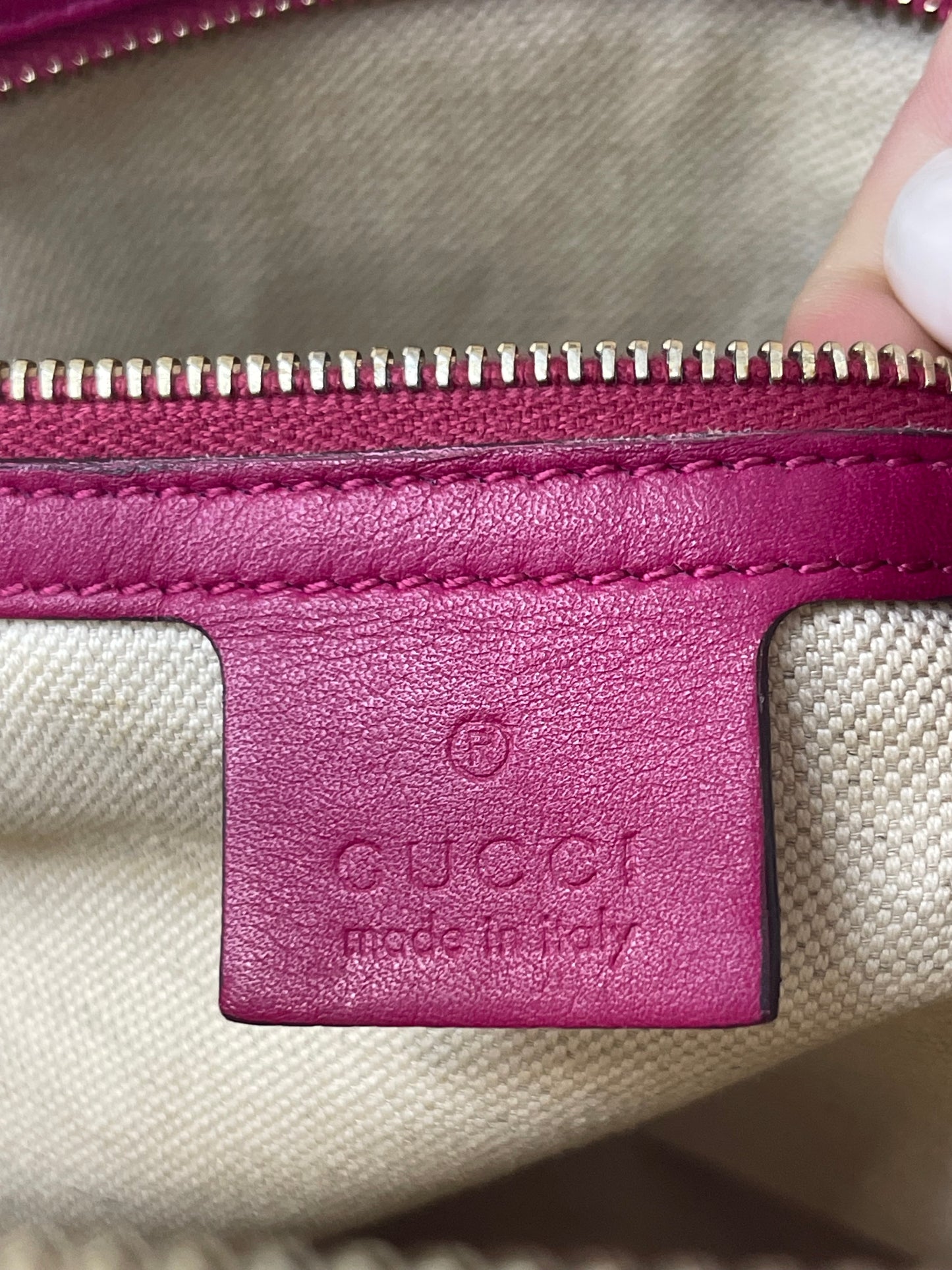Gucci Red Patent Microguccissima 2-Way Handbag
