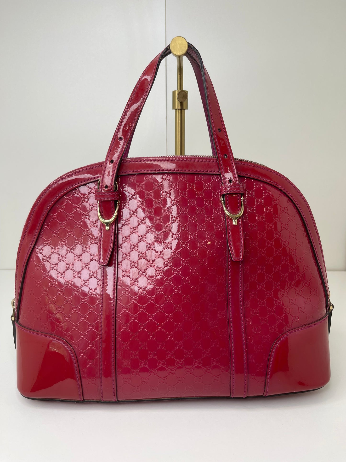 Gucci Red Patent Microguccissima 2-Way Handbag