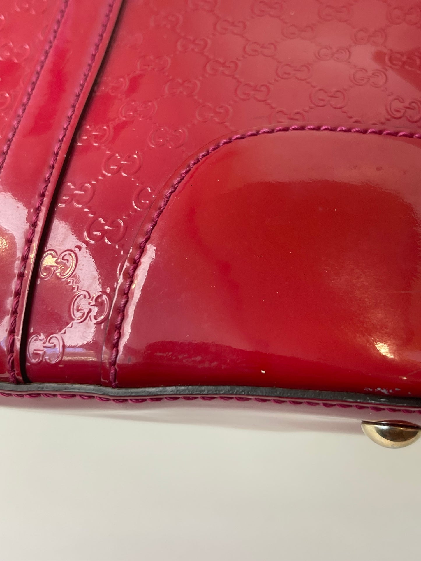 Gucci Red Patent Microguccissima 2-Way Handbag