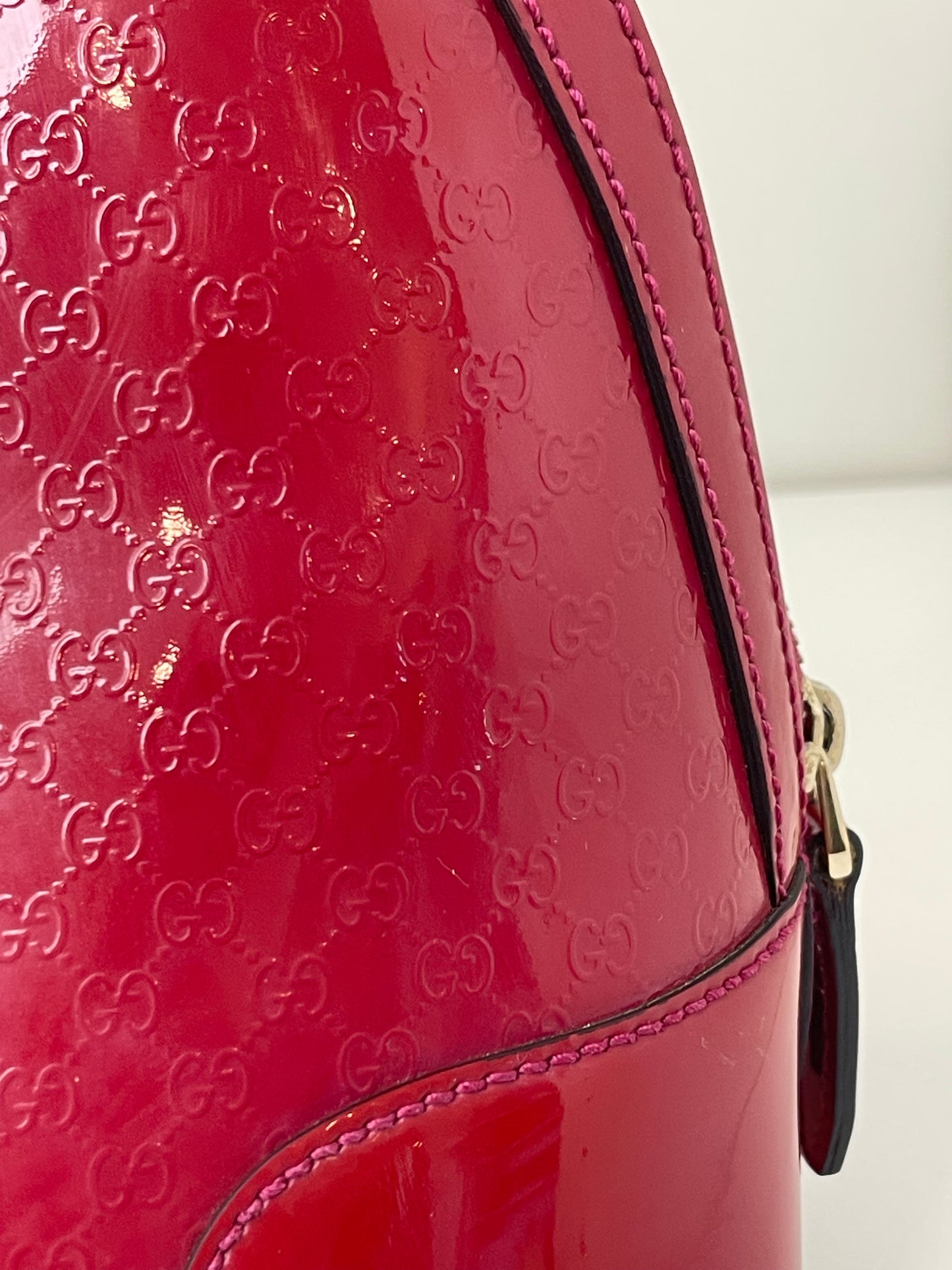 Gucci Red Patent Microguccissima 2-Way Handbag