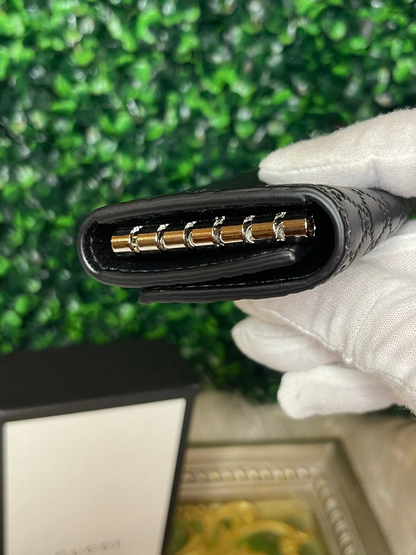 Gucci Black Guccissima 6 Key Holder Case Wallet