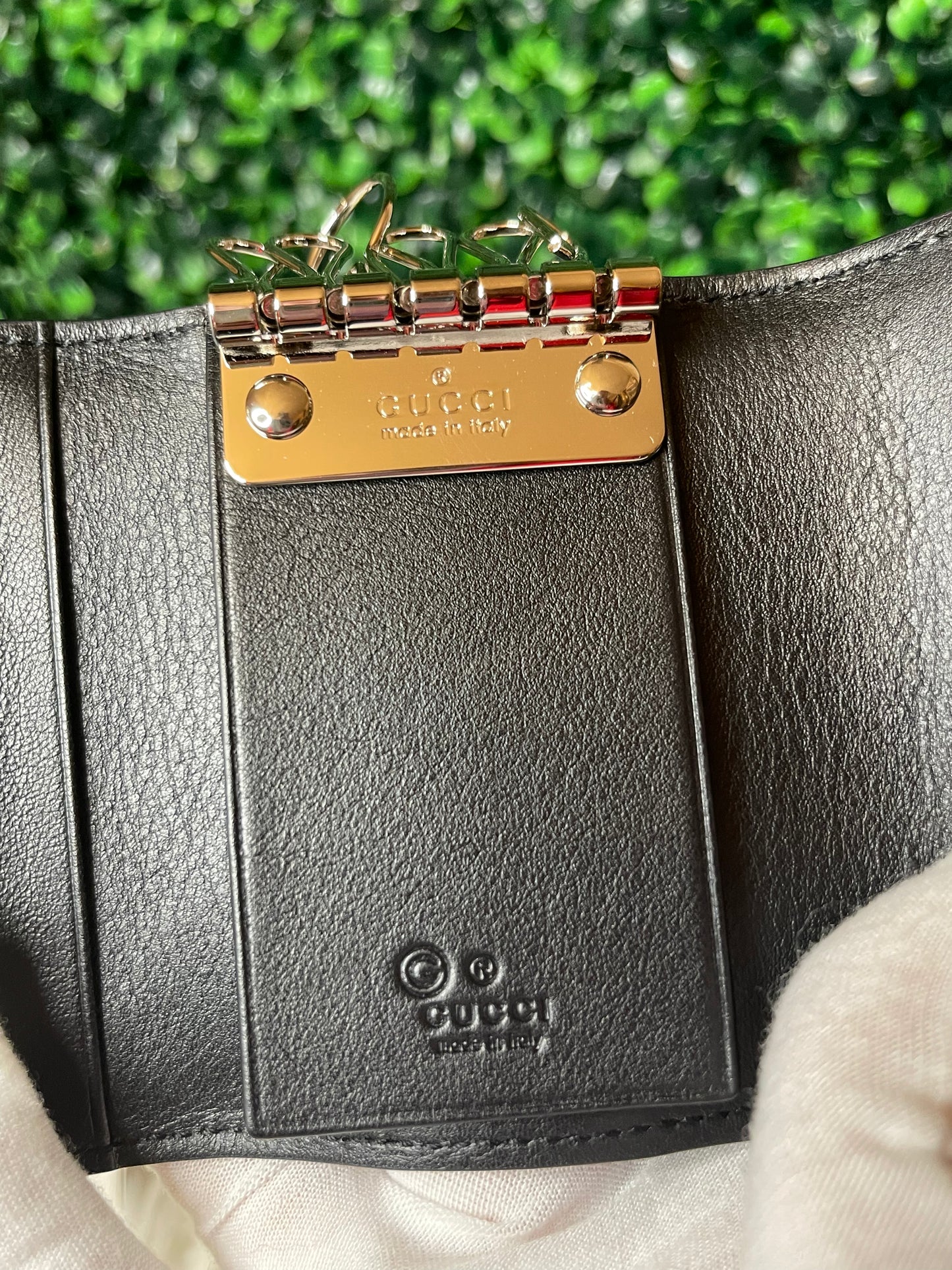 Gucci Black Guccissima 6 Key Holder Case Wallet