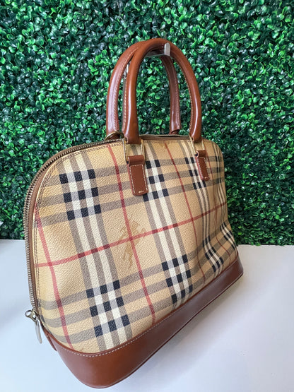 Preowned Burberry Coated Canvas Nova Check Handbag