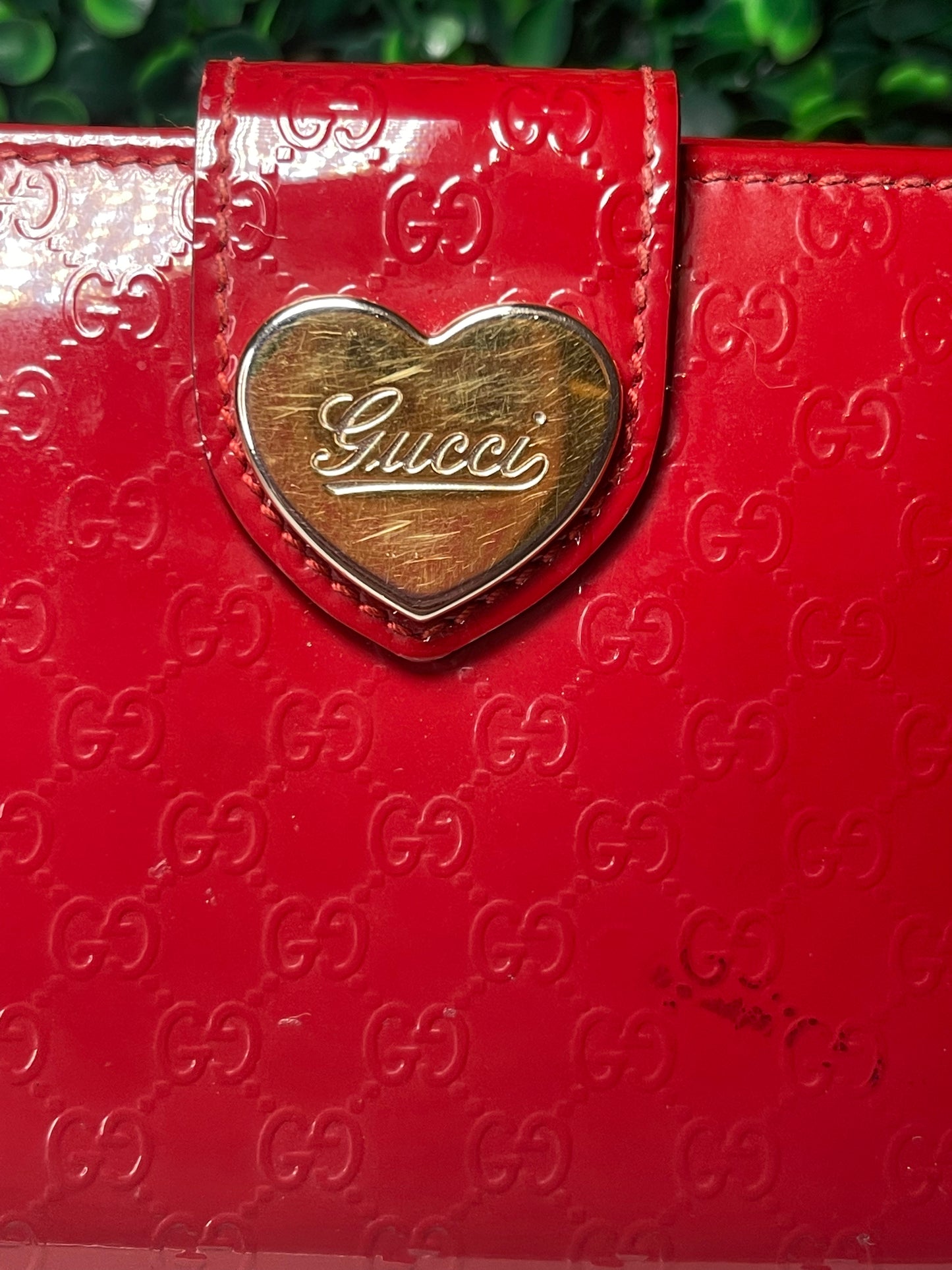 Gucci GG Heart Patent Leather Long Wallet