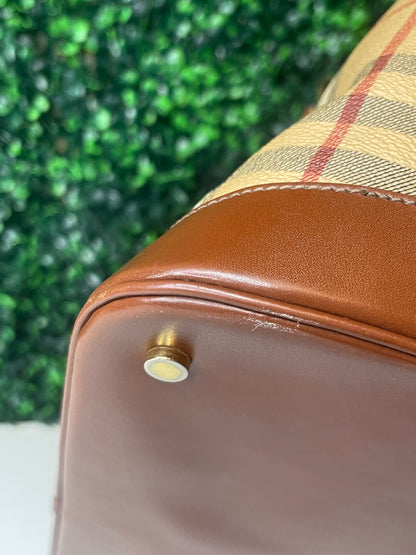 Preowned Burberry Coated Canvas Nova Check Handbag