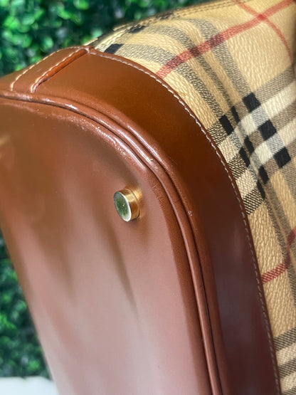 Preowned Burberry Coated Canvas Nova Check Handbag