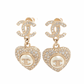 Heart Drop Earrings Gold Plated Rhinestone ￼