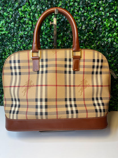 Preowned Burberry Coated Canvas Nova Check Handbag
