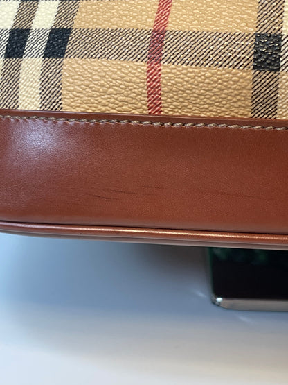 Preowned Burberry Coated Canvas Nova Check Handbag