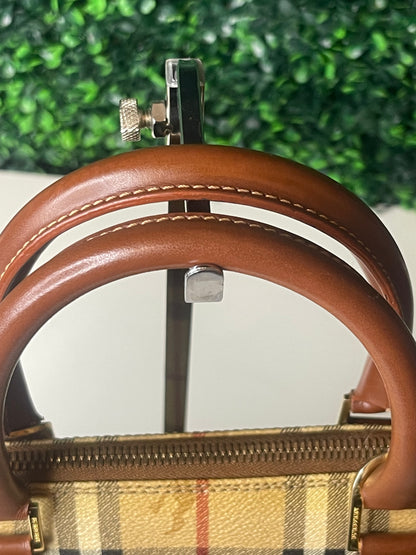 Preowned Burberry Coated Canvas Nova Check Handbag