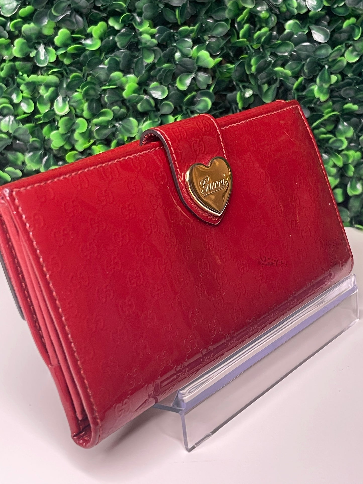 Gucci GG Heart Patent Leather Long Wallet