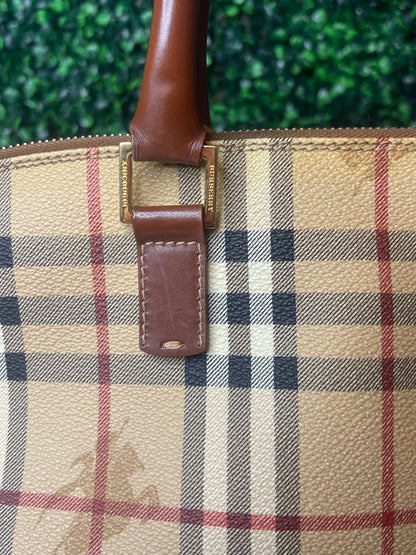 Preowned Burberry Coated Canvas Nova Check Handbag