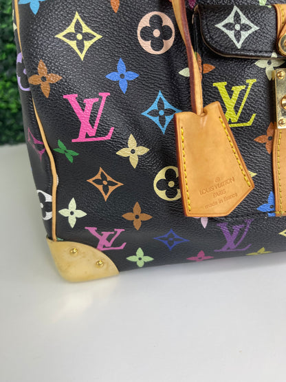Preowned Black Multicolor Speedy 30