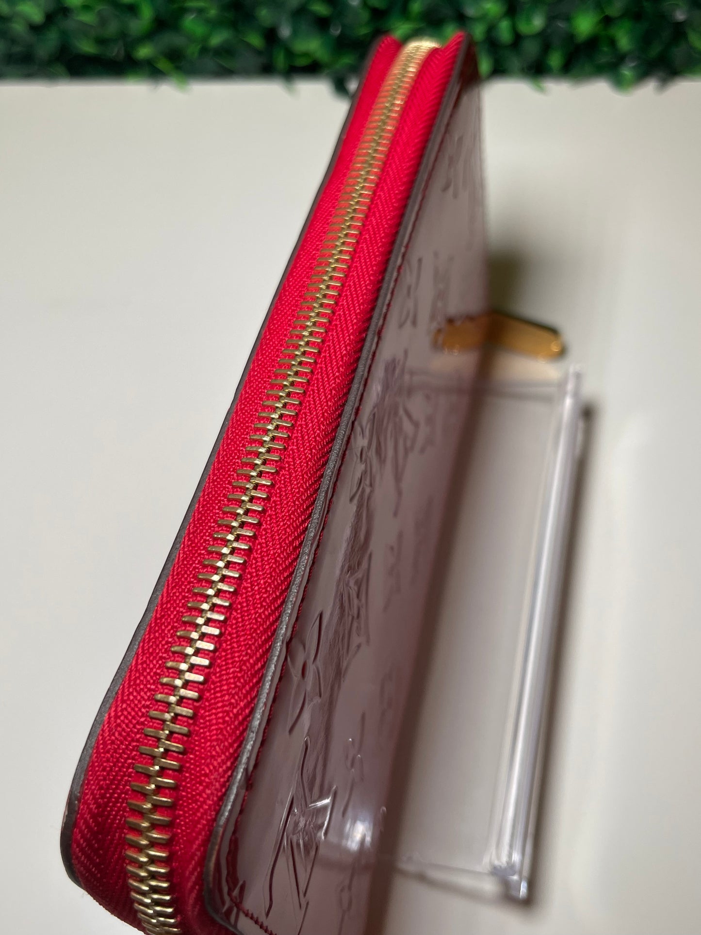 LV Red Vernis Zippy Long Wallet