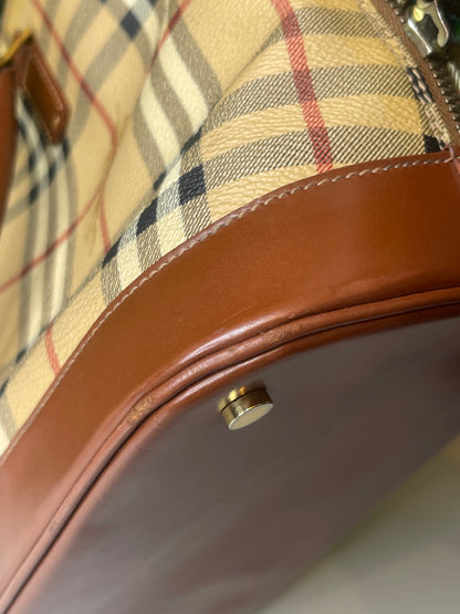 Preowned Burberry Coated Canvas Nova Check Handbag