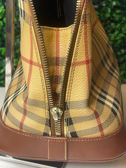 Preowned Burberry Coated Canvas Nova Check Handbag