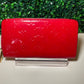 LV Red Vernis Zippy Long Wallet