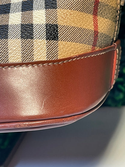 Preowned Burberry Coated Canvas Nova Check Handbag