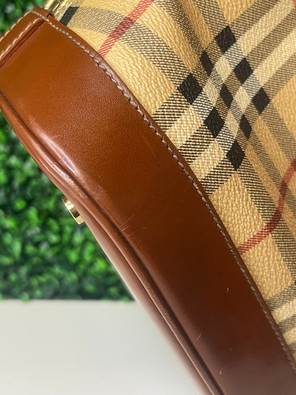 Preowned Burberry Coated Canvas Nova Check Handbag