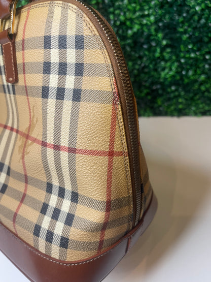 Preowned Burberry Coated Canvas Nova Check Handbag