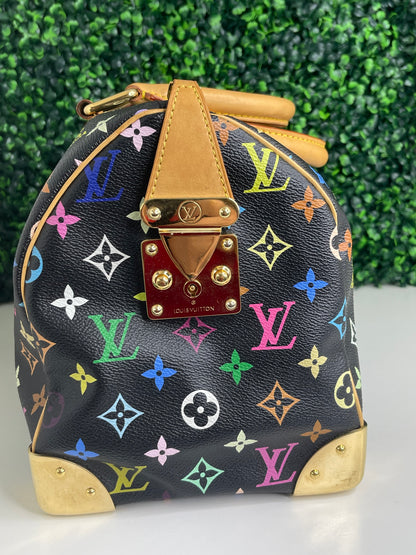 Preowned Black Multicolor Speedy 30