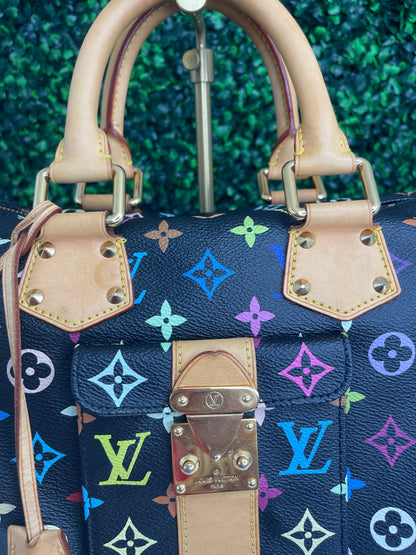 Preowned Black Multicolor Speedy 30