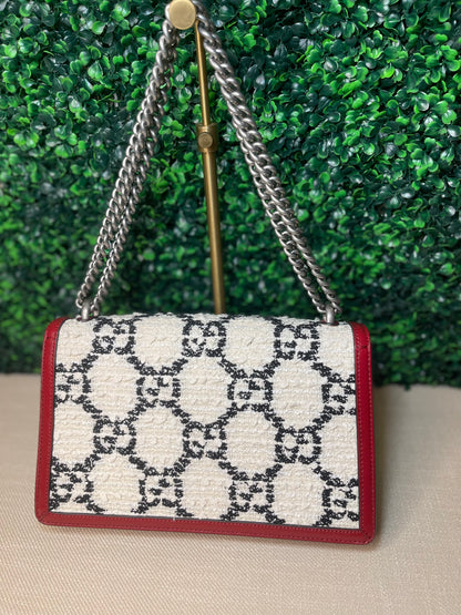 Preowned Gucci Dionysus Small Tweed Leather Shoulder Bag