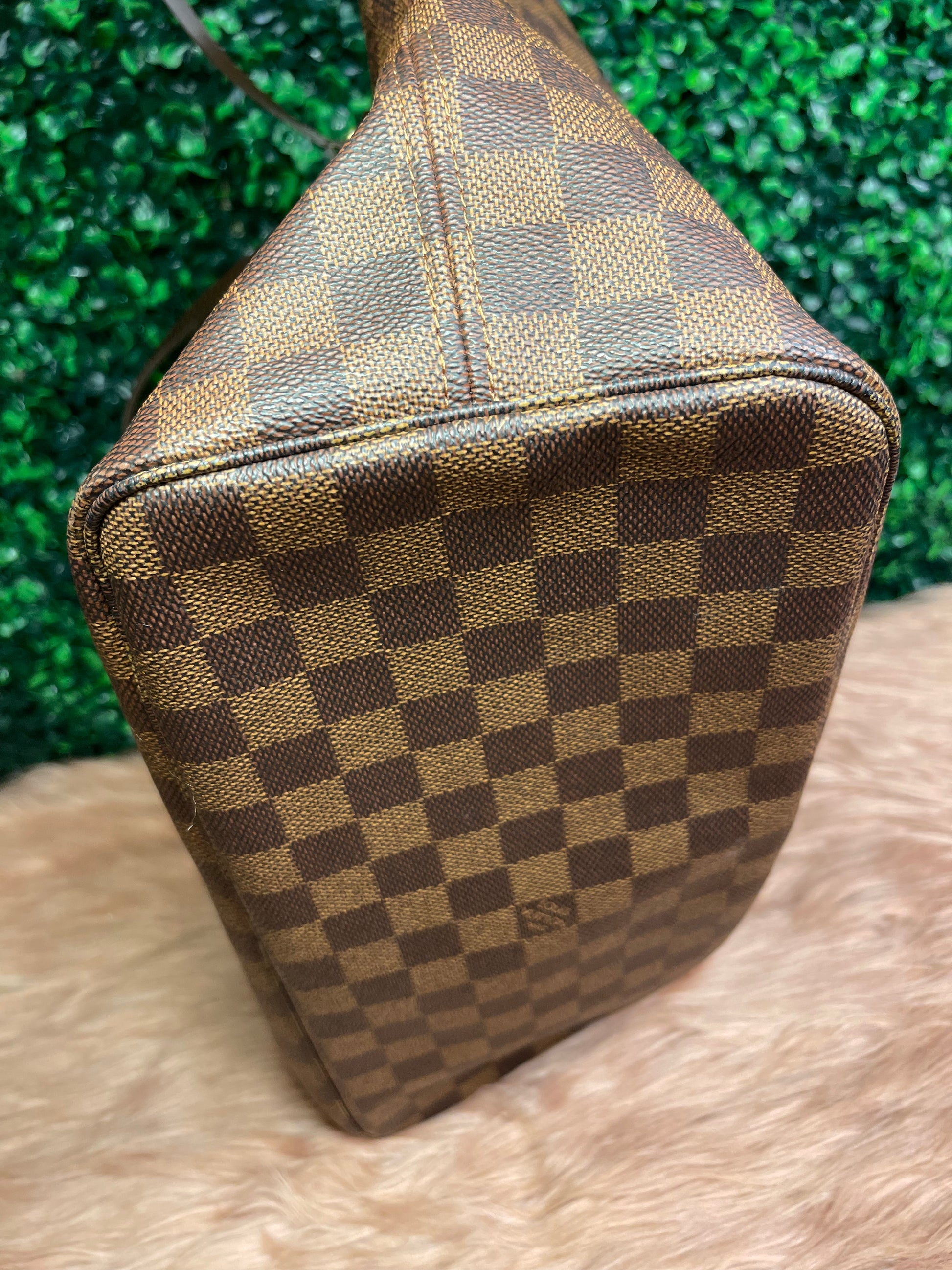 Louis Vuitton LV Neverfull MM Damier bag Beige Leather ref.495270