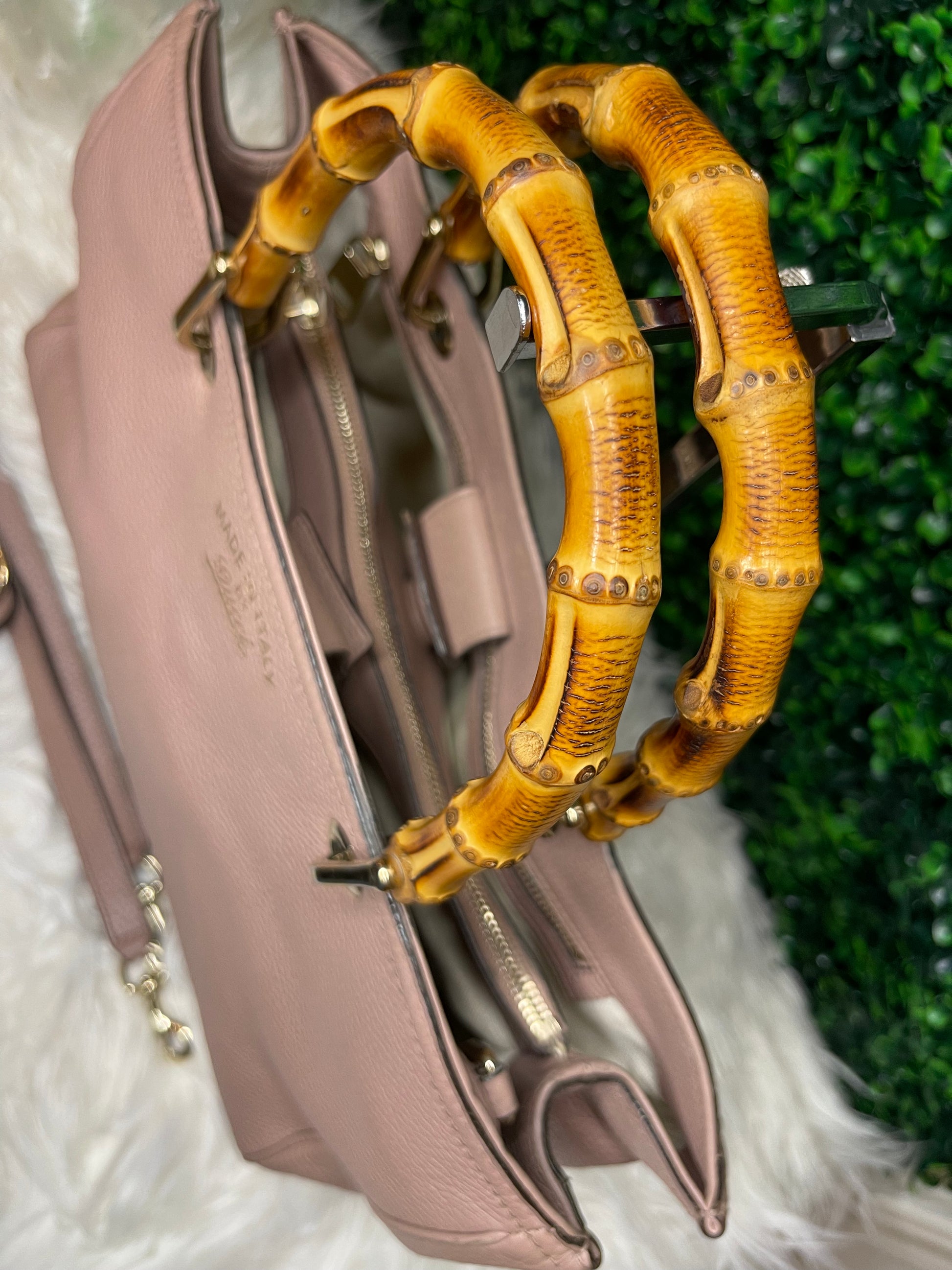 Gucci Bamboo Shopper Mini Leather Top Handle Bag in Metallic