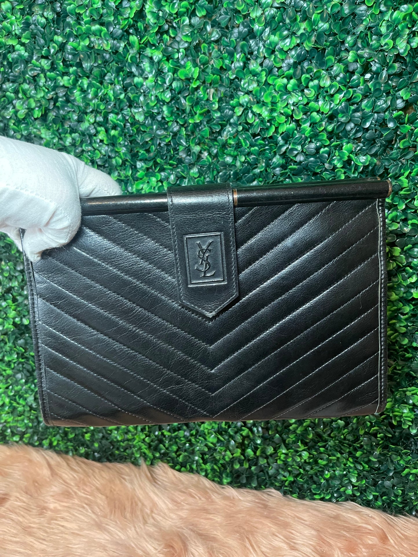 Yves Saint Laurent YSL Black Leather Clutch Bag