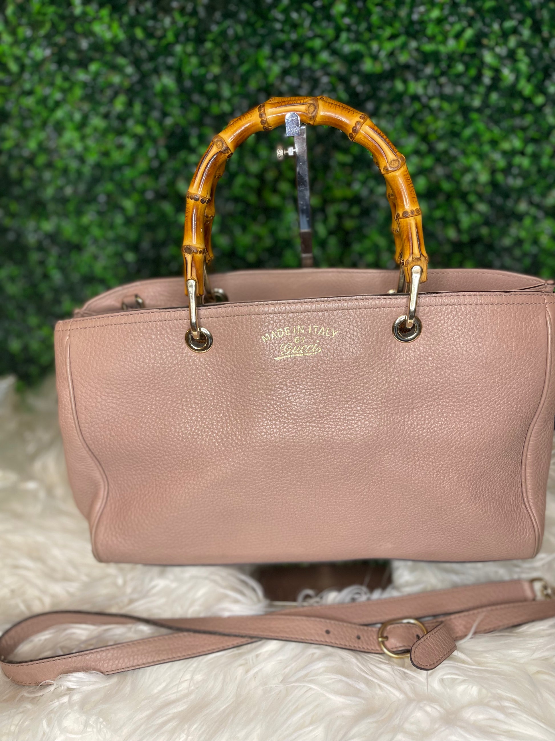 GUCCI Bamboo Shopper Medium 2Way Tote Shoulder Bag Lady