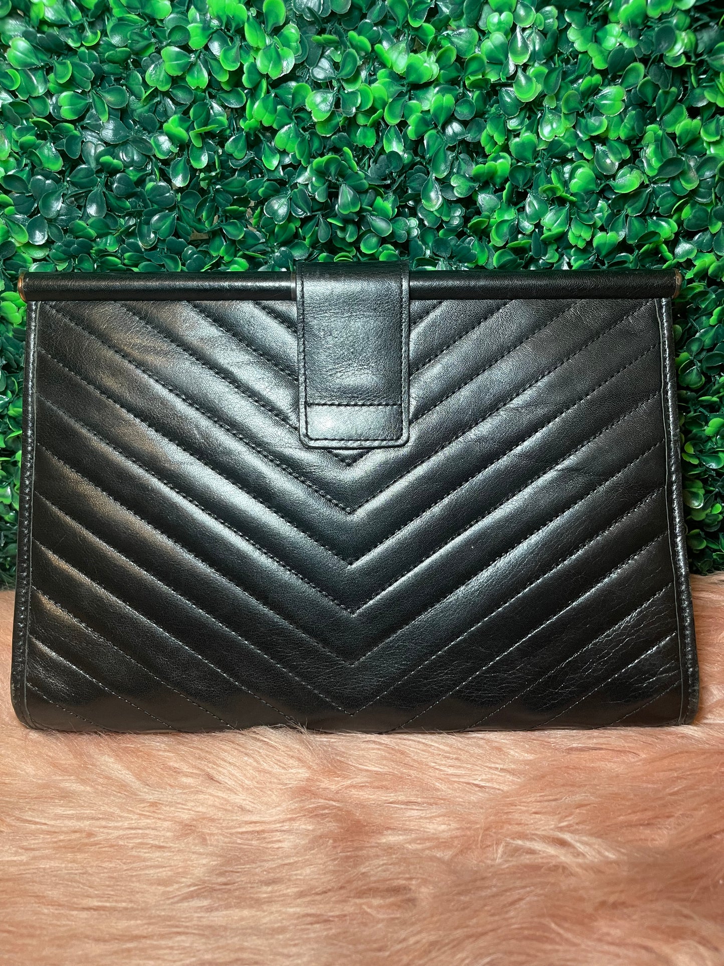 Yves Saint Laurent YSL Black Leather Clutch Bag