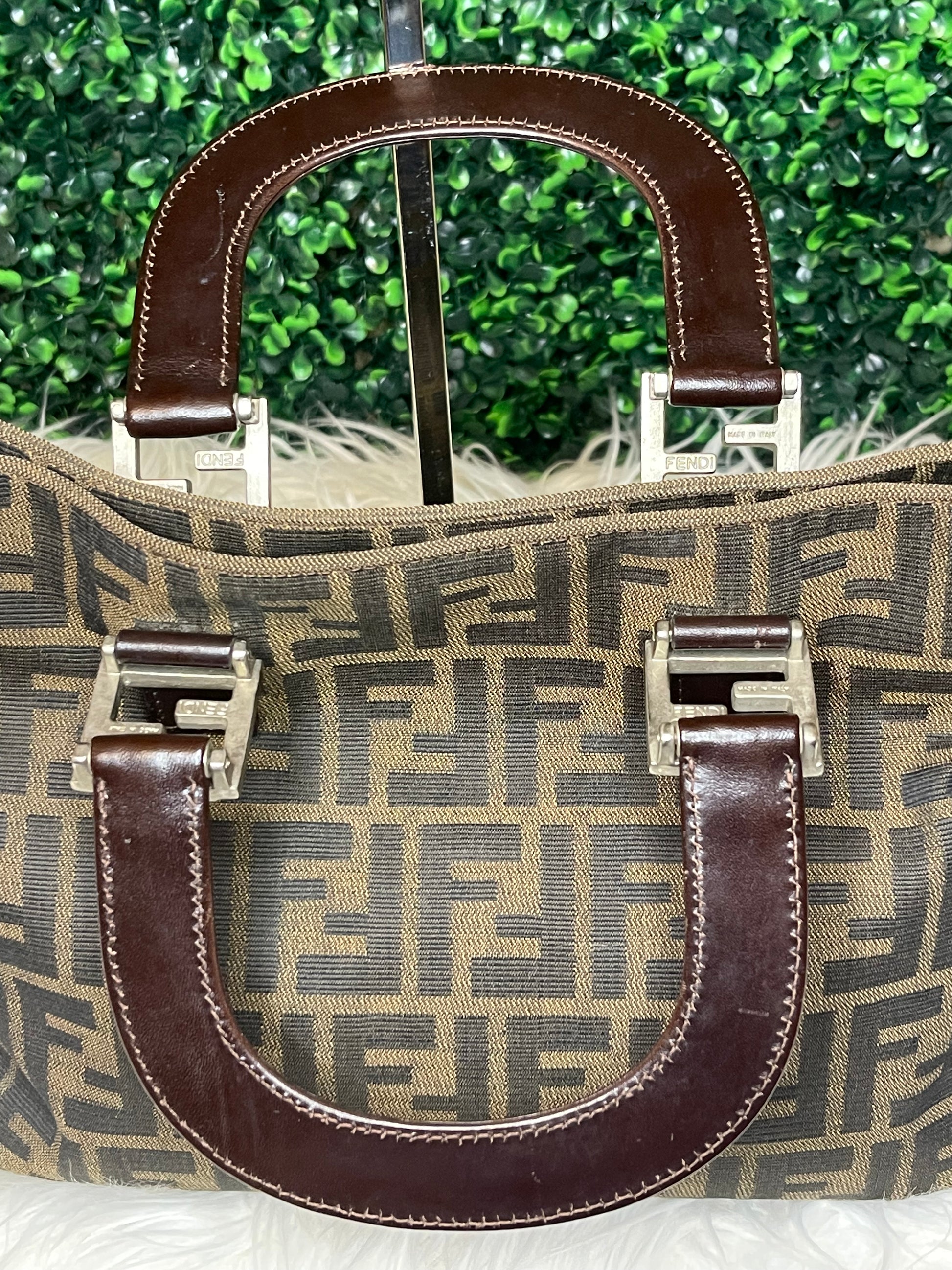 Fendi Zucca Handle Bag - Brown Handle Bags, Handbags - FEN279611