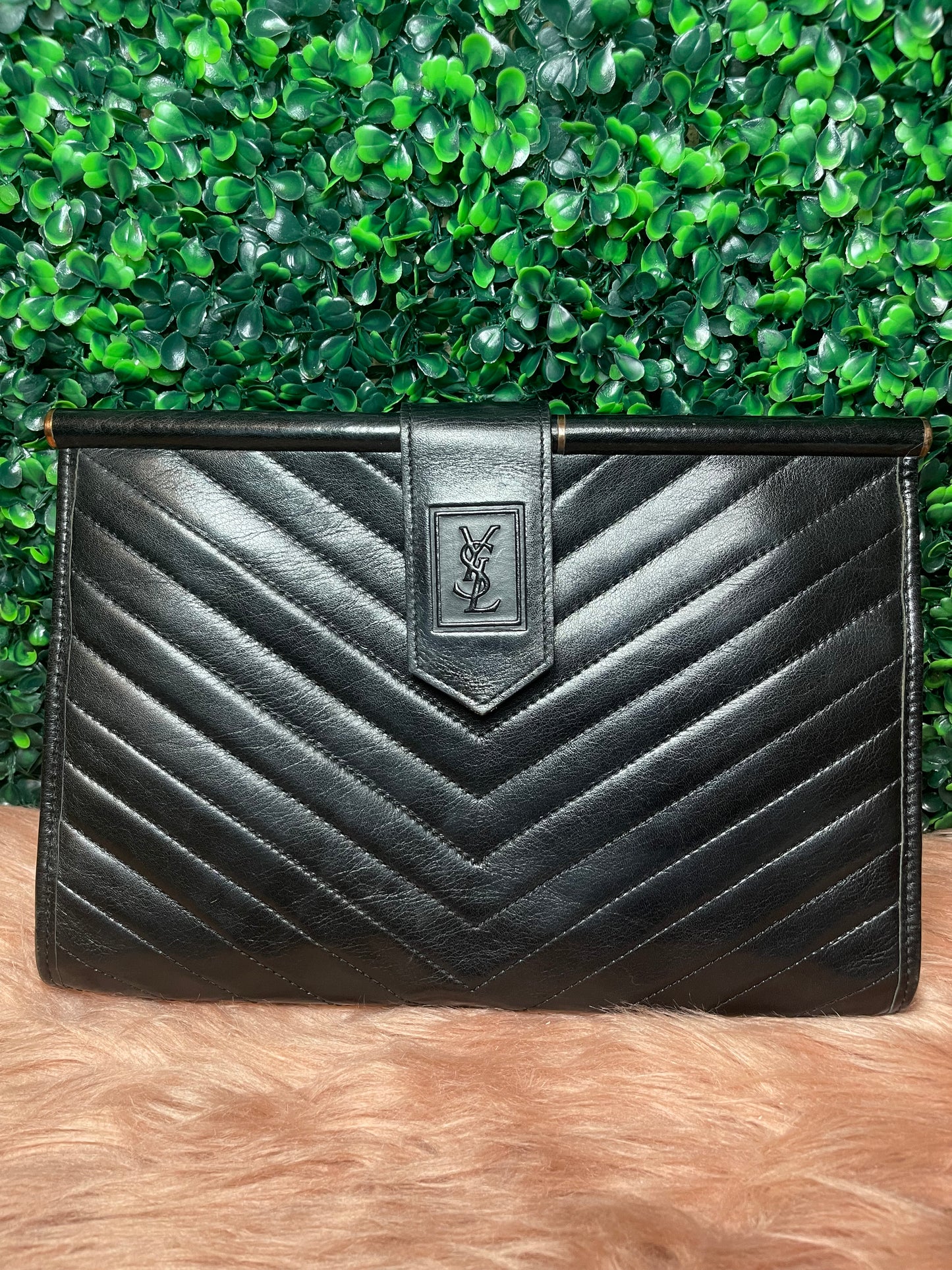 Yves Saint Laurent YSL Black Leather Clutch Bag