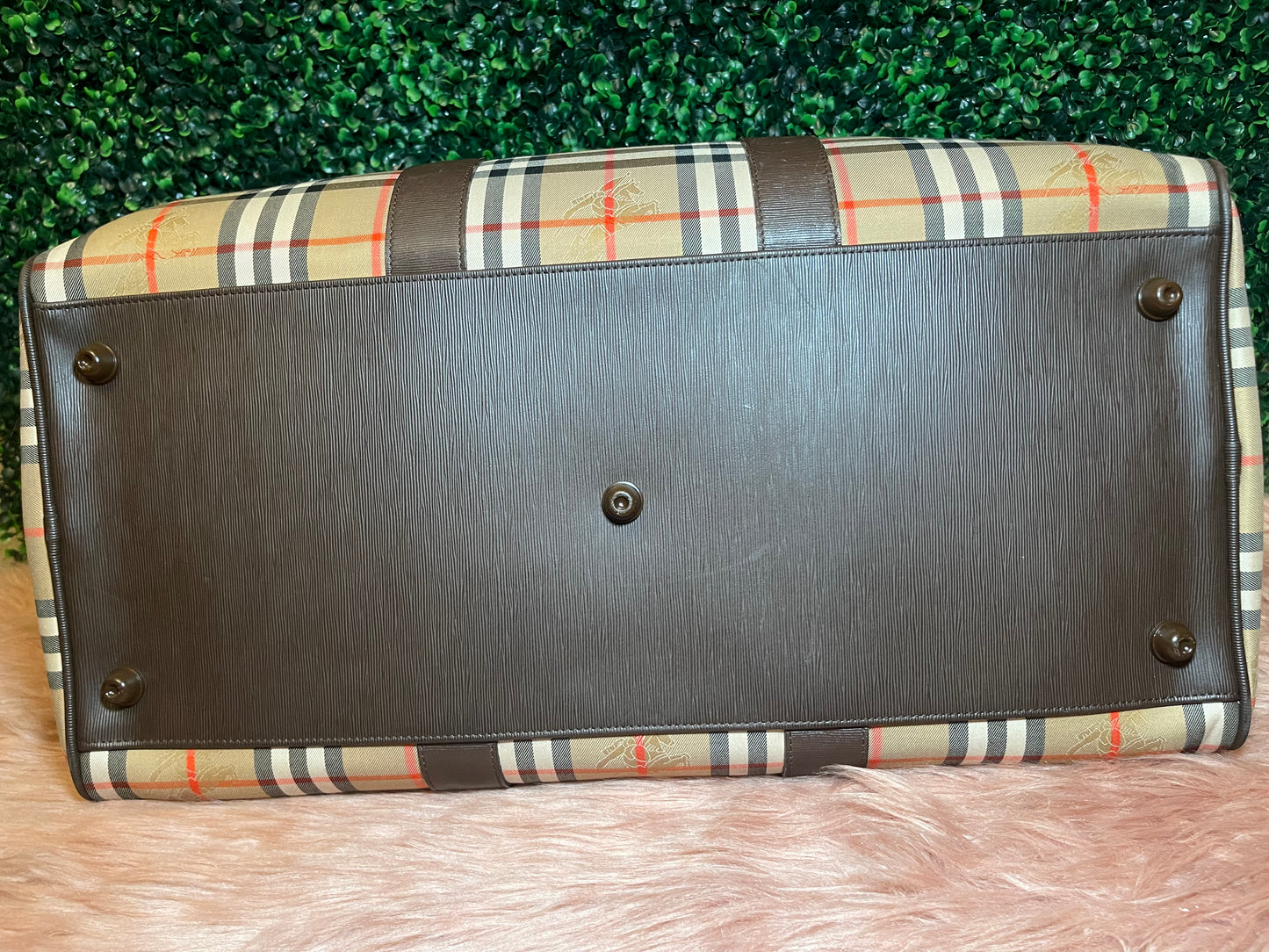 Burberry Vintage Nova Check Boston Travel Duffle Bag